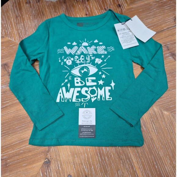 Toddler Boys & Girls Green Long Sleeve "Be Awesome" 6/7 T - Picture 1 of 5